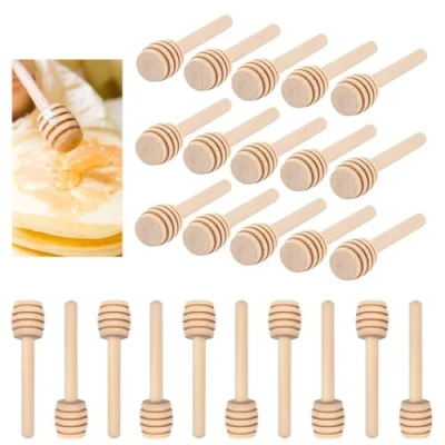 Immagine di DCQQ 25 Pezzi Cucchiaini Bastoncini Miele Legno Spargimiele Cucchiaio Honey Dipper per e Gadget Feste di Nozze Ringraziamento Matrimonio Battesimo(8cm) (fengmibang8cm)