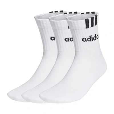 Immagine di adidas Unisex Adulto 3 Stripes Linear Half Crew Cushioned Socks Pairs, White / Black, 10.5 12.5