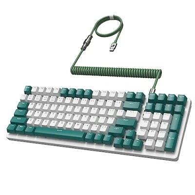 Immagine di MAMBASANKE K6 Pro 96% 3 modalità tastiera da gioco meccanica hot swap 4000mAh 2.4Ghz/Bluetooth 5.0/tastiera cablata con cavo USB a spirale tipo C 9 RGB retroilluminato interruttore rosso lineare verde