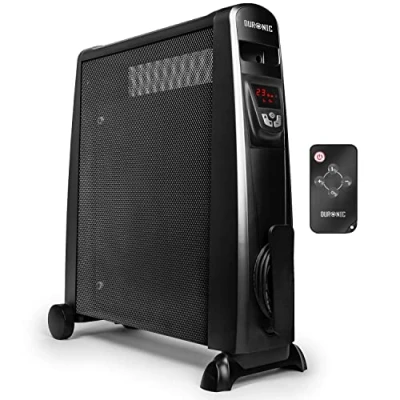 Immagine di Duronic HV102 Radiatore elettrico con pannelli Mica 1500W Schermo LCD e telecomando per regolare la temperatura 2 livelli di potenza Riscaldamento ecoesponsabile in 1 minuto