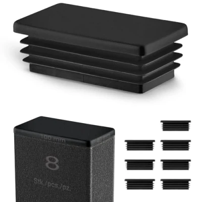 Immagine di Tappo per tubo rettangolare fino a 40x100 mm 8 pezzi colore Nero (RAL 9005) 4x10 cm EMFA ®