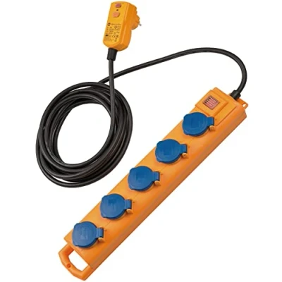 Immagine di Brennenstuhl Super Solid SL 554 DE FI Ciabatta elettrica per uso in cantiere e ambienti esterni (5 prese, cavo da 5 m, con interruttore spina FI, IP54)