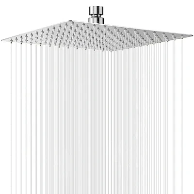 Immagine di Soffione Doccia a Pioggia 30cm Quadrato Fisso in Acciaio inox 304 Silicone Anti Blocco da Bagno Ultra Sottile Facile Pulire e Installare
