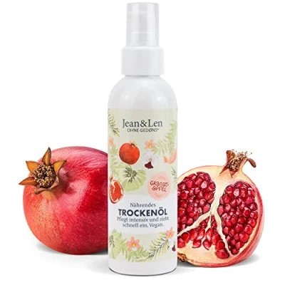 Immagine di Jean &amp; Len Olio secco nutriente al melograno, per il corpo e viso, nutre intensamente si assorbe rapidamente, adatto anche alle punte dei capelli, senza parabeni siliconi, vegan, 100 ml