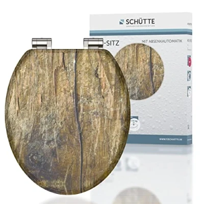 Immagine di Schütte 80124 Solid Wood Sedile copriwater con Anima in Legno MDF e Sistema di abbassamento Automatico