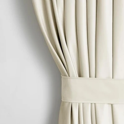 Immagine di AmeliaHome, Tenda in velluto, 140 x 245 cm, crema, 1 unità oscurante con occhielli, decorazione per finestre, semplice e luminosa.