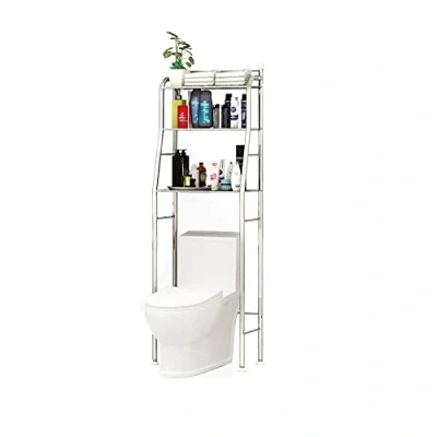 Immagine di MAGIC SELECT Scaffale da Bagno su WC in Acciaio Inox Risparmia Spazio con 3 Ripiani Portaoggetti Impermeabile Gambe Regolabili Altezza (E5491)