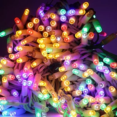 Immagine di Luccika Stringa Catena di luci Natale a LED Professionale, MaxiLed da 8mm, Flash, per Giardini Negozi Bar, Esterno (Multicolore, 30 Metri 300 LED)