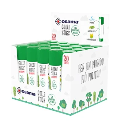 Immagine di Osama Colla Stick Extra Forte, Box da 20 Pezzi, gr Set Colle Ideale per Cancelleria Scuola, Ufficio e Università Scorrevole, Resistente Adatta ai Bambini, con Ingredienti Naturali