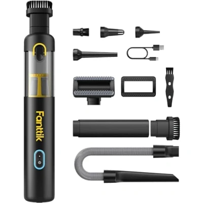 Immagine di Fanttik Slim V8 Apex Aspirabriciole Senza Fili Per Auto,Alta Potenza di Aspirazione 19000Pa,Ricarica Rapida USB C in 2,5 Ore,4 1 Aspirapolvere e Soffiatore d&#039;aria Pompa ad Aria Sottovuoto