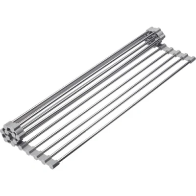 Immagine di Westmark Home portaoggetti sottopentola flessibile con bordo in silicone per asciugare piatti, posate e bicchieri, scolapiatti lavello acciaio inox,