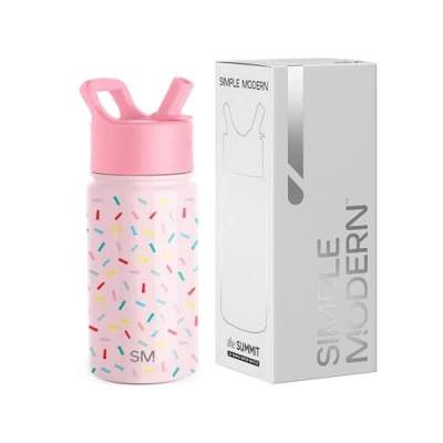 Immagine di Simple Modern Borracia con Cannuccia per Bambini Borraccia Acciaio Inossidabile Isolato Riutilizzabile Bambina e Summit 415ml Coriandoli
