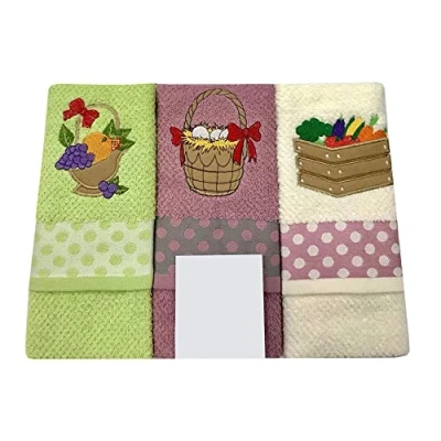 Immagine di Ruoccohome Set 3 Strofinacci da cucina, Tre Asciugapiatti Cucina in Spugna, Puro Cotone Morbido assorbente, Vari colori e fantasie 70x50 cm