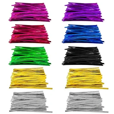 Immagine di 1000 fascette stringicavo da 10 cm, 8 colori, sigillate, mosche in metallo, adatte per sacchetti di caramelle, feste, confezione regalo