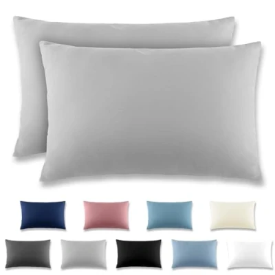 Immagine di REDKEY Coppia di Federe 50 x 70 cm, Set 2 Tessuti per Cuscino Letto, con Cerniera Nascosta, 100% Microfibra è morbida e traspirante， Grigio chiaro