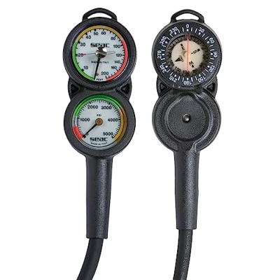 Immagine di SEAC Console 3 PSI+FT, Manometro, Profondimetro e Bussola per Subacquea, Scala 0 5000 psi 200 ft.