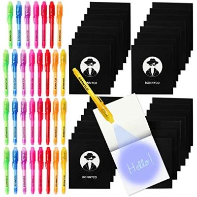 Immagine di BONNYCO Penna Invisibile e Taccuino, 32 Pezzi Gadget Compleanno Bambini, Bomboniere Compleanno, Giocattoli Pignatta Regalini Fine Festa Bambino Bambina Bambini con Spia