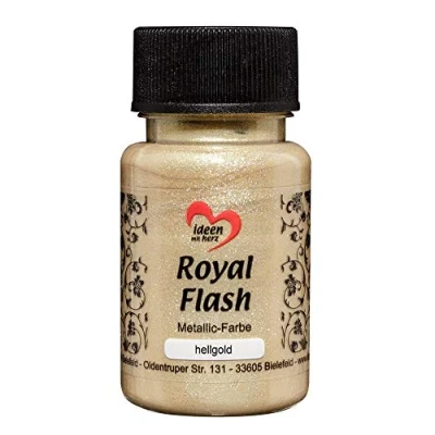 Immagine di ideen mit herz Colore acrilico metallico Royal Flash con riflessi metallici e particelle glitterati fini Vernice brillante metallizzata per gagliette 50 ml (oro chiaro)
