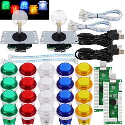 Immagine di SJ@JX Arcade 2 Player Game Controller Stick DIY Kit LED Buttons MX Microswitch 8 Way Joystick USB Encoder Cable for PC MAME Raspberry Pi Color Mix
