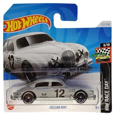 Immagine di Hot Wheels Jaguar MK1 HW Race Day 6/10 HRY80 Short Card Castrol Grant Williams grigio Mattel 2024 1:64