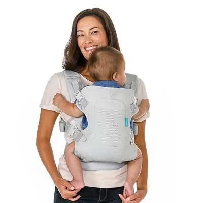 Immagine di Infantino Flip Breathable Marsupio Convertibile 4 in 1 Cintura e Cinghie Regolabili Ergonomico Comodo Facile Da Pulire 3,6 a 14,5 kg Neonato Colore Grigio Chiaro