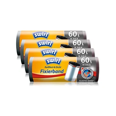 Immagine di Borse Swirl 4 pezzi trash con fascetta di fissaggio, 60 litro, 10 per rullo,antracite