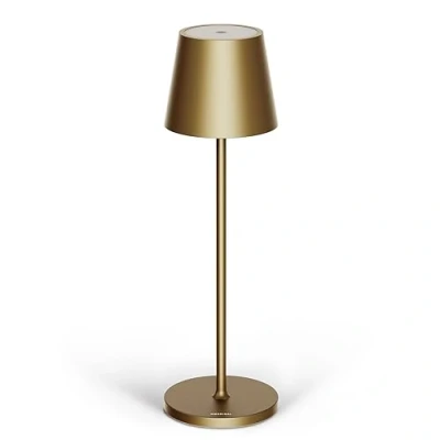 Immagine di Classica 3 (38 cm) Lampada LED Ricaricabile USB C da Tavolo a Lunga Durata con Base Tonda Luce Regolabile (Dimmer) il Tocco Casa e Ristorante Protezione IP54 Oro Brunito