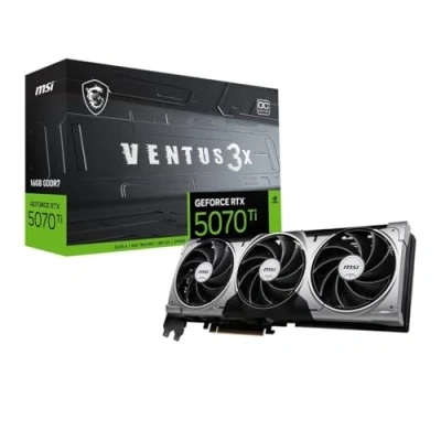 Immagine di MSI GeForce RTX™ 5070 Ti 16G VENTUS 3X OC Scheda Video, 16GB GDDR7, PCIe 5.0, 8960 CUDA Core, Boost Clock 2482 MHz, HDMI 2.1b, DisplayPort Backplate in Metallo, TORX FAN Zero Frozr