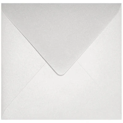Immagine di Netuno 100 buste quadrate bianco perlato 153x 153 mm 120g Aster Metallic White di lusso bianche perlescenti per biglietti invito partecipazioni matrimonio battesimo compleanno perla