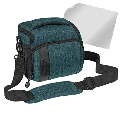 Immagine di Pedea Borsa a tracolla per fotocamera SLR, con pellicola protettiva display, color: petrol