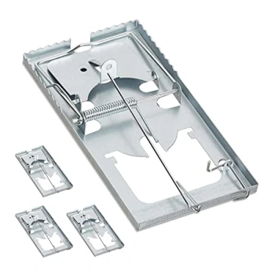 Immagine di relaxdays Trappola per Topi, Set da 4, Superficie Dentata, Riutilizzabili, Scatto Forte, Metallo, Rat Trap, Argento, Ferro, 4 pz