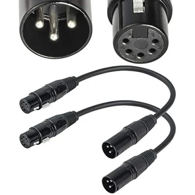 Immagine di cavo XLR maschio da 3 pin a 5 DMX 512 Turnaround Stage Light di SiYear, adattatore XLR3M XLR5F (confezione 12 pollici / 2)