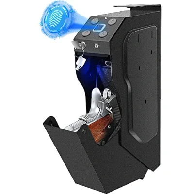 Immagine di Cassaforte Per Pistola Intelligente,Cassaforte Impronte Digitali Biometrica Portatile,Cassaforte Pistola,Cassaforte Con Chiave Di Riserva E Lucchetto a Combinazione