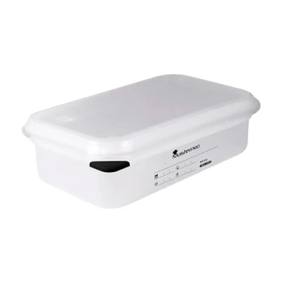 Immagine di MasterPro Foodies Contenitore Ermetico per Alimenti 26,5 x 16,2 6,5 cm con 1,8 L di capacità Coperchio Doppia Chiusura Misurino Inciso A Prova Fughe Adatto Il Microonde