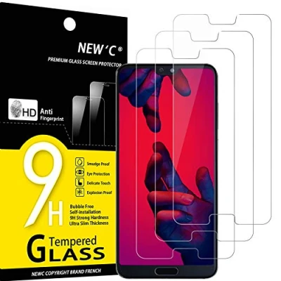 Immagine di NEW&#039;C 3 Pezzi, Vetro Temperato per Huawei P20 PRO, Pellicola Prottetiva Anti Graffio, Impronte, Senza Bolle, Durezza 9H, 0,33mm Ultra Trasparente, Resistente