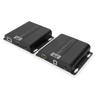 Immagine di Digitus DS 55124 1 Porta Kit extender, Estensore HDMI tramite cavo di rete, Contenitore in metallo, Predisposto Ultra HD, Con telecomando, LED
