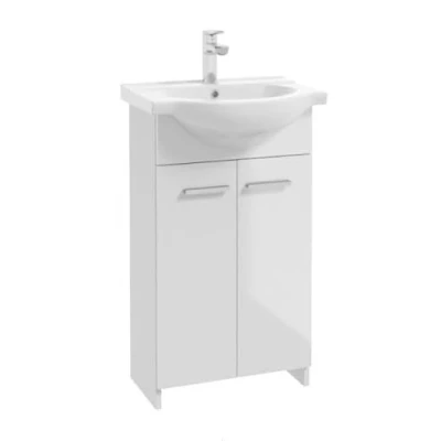 Immagine di Deftrans Armadietto da bagno con lavabo, 85 x 45 26 cm, Bianco, mobile salvaspazio lavatoio mobile, lavandino mobiletto, lavabo a terra