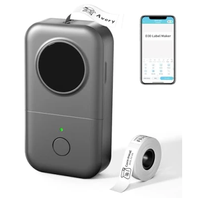 Immagine di Phomemo D30 Mini Etichettatrice Portatile Bluetooth Stampante per etichette Termica Adesivi a Rilievo iOS &amp; Android,Etichettatrice adesive Adatta Casa, Ufficio, Prezzo, Data Grigio