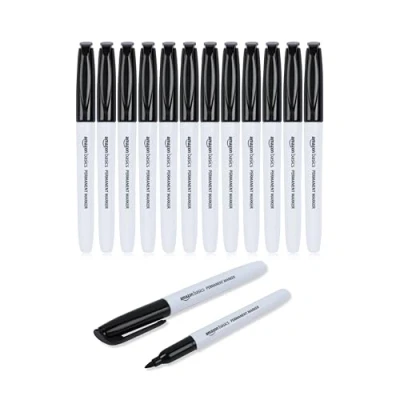 Immagine di Amazon Basics Pennarelli indelebili, colore nero, confezione da 12
