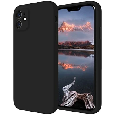Immagine di Cordking Designed for iPhone 11 Case, Silicone [Straight Edges] &amp; [Camera Protecion] Upgraded Phone Case with Soft Anti Scratch Microfiber Lining, 6.1 inch, Black