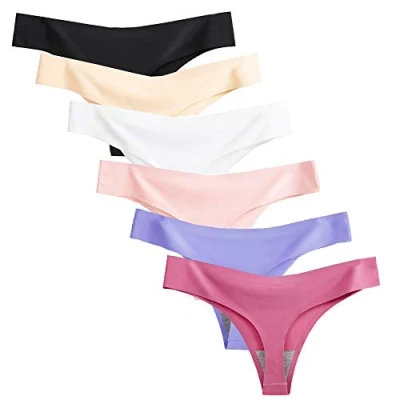Immagine di Nightease Tanga da Donna Seta Ghiacciata String Mutande Senza Soluzione di continuità Biancheria Intima 6 Pacchi (S, Stile1)
