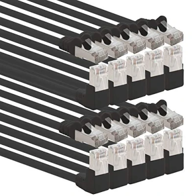 Immagine di 1aTTack.de 366191 Cavo di rete Cat.6 angolo 90 gradi 2m nero confezione da 10 patch Cat6 (SFTP PIMF) 1000Mbit/s connettore Rj 45 x metri