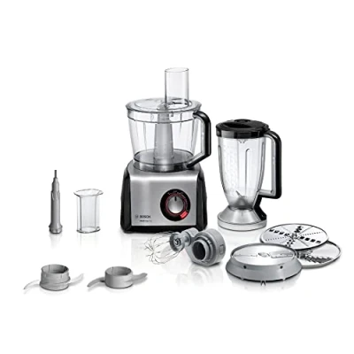 Immagine di Bosch MultiTalent 8 MC812M814 Macchina da cucina compatta multiuso XXL 3,9 l, frullatore 1,5 coltello universale, frusta, taglio e raspa (fine/grossa), 1250 Watt, nero/acciaio INOX