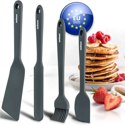 Immagine di endusor Spatole Cucina in Silicone per Padella Pancake Set da 4 inclusa paletta speciale pancakes uova crepes frittate omelette tigelle resistente fino a 320C + lavabile lavastoviglie