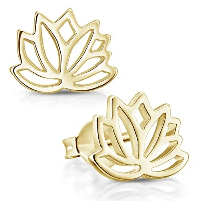 Immagine di Materia Orecchini da donna a forma di fiore loto, piatti, in argento Sterling 925, con o oro e Placcato oro, colore: gold, cod. SO 208 MA