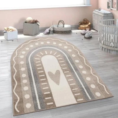 Immagine di Paco Home Tappeto per bambini cameretta bambine diversi motivi e dimensioni, Dimensione:120x160 cm forma di arcobaleno, Colore:Beige 2