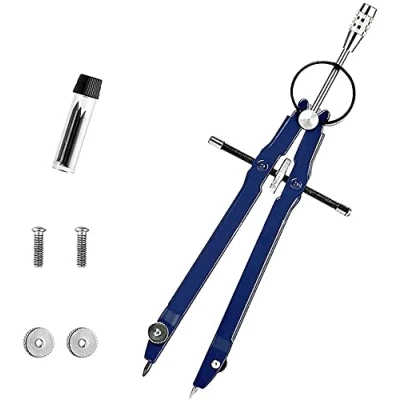 Immagine di WANTOUTH Compasso di Precisione Professionale Architetto Balaustrone Metallo Compassi per Tracciare con Accessori Ricambio Studenti Matematici Falegnami