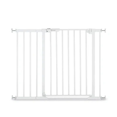 Immagine di hauck Cancelletto di Sicurezza per Bambini Clear Step Autoclose 2 Set con Prolunga Da 21cm Bimbi Base Piatta 96 101cm Chiusura Automatica, Nessun Foro Bianco