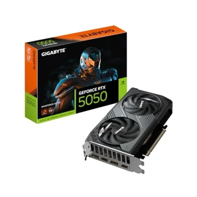 Immagine di Gigabyte GeForce RTX 5050 WINDFORCE OC 8G Scheda Grafica 8GB GDDR6, 128bit, PCI E 5.0, 2587MHz Frequenza core, 2 x DP, HDMI, NVIDIA DLSS 4, GV N5050WF2OC 8GD