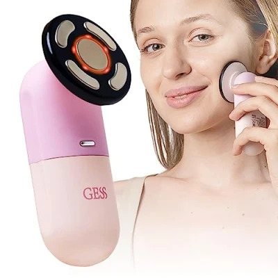 Immagine di GESS Dispositivo di sollevamento viso microcorrente con riscaldamento, 3 modalità, ricaricabile, anti invecchiamento, rassodamento della pelle, sollevatore microcorrente, lifting, rughe